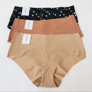 New! Calvin Klein 3 Pack Hipster Tan Black Animal Print Panties Bundle Set